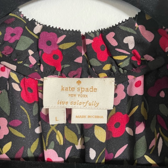 Kate Spade pink black floral blouse L - Picture 4 of 4